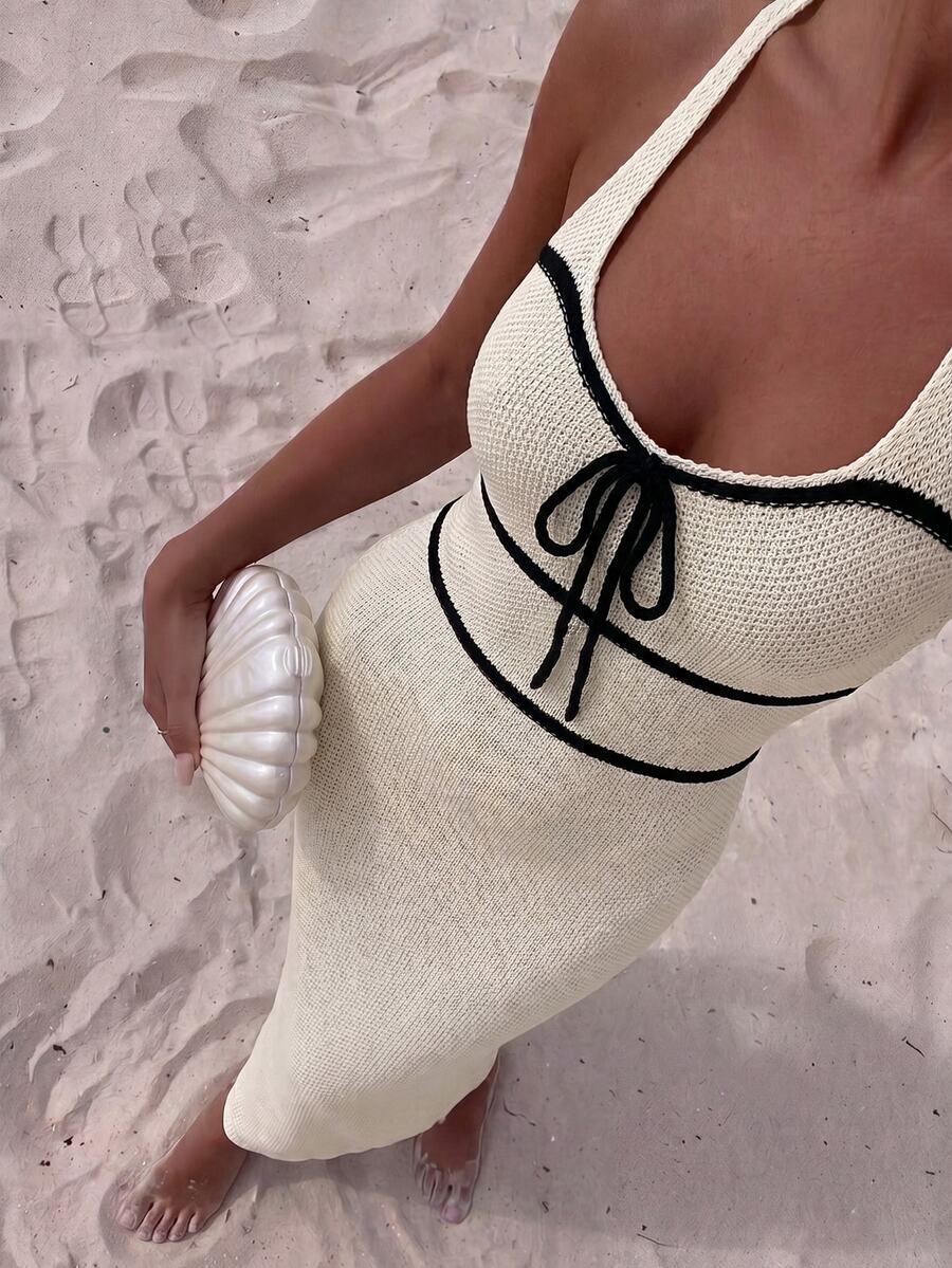SHEIN 女款優雅針織洋裝 - 白色 - 查看 1
