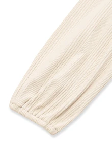 SHEIN Maternity Solid Color V-Neck Pleated Casual Maternity Everyday Jumpsuit Autumn Photoshoot Formal White - Apricot - View 4