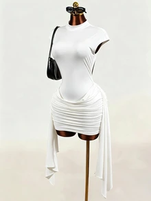 Mistrie Ew Y2K Sexy And Elegant Party Night Out Club Dress With Backless Pleated Graduation Dress,White Dress Summer Dress - White - View 5