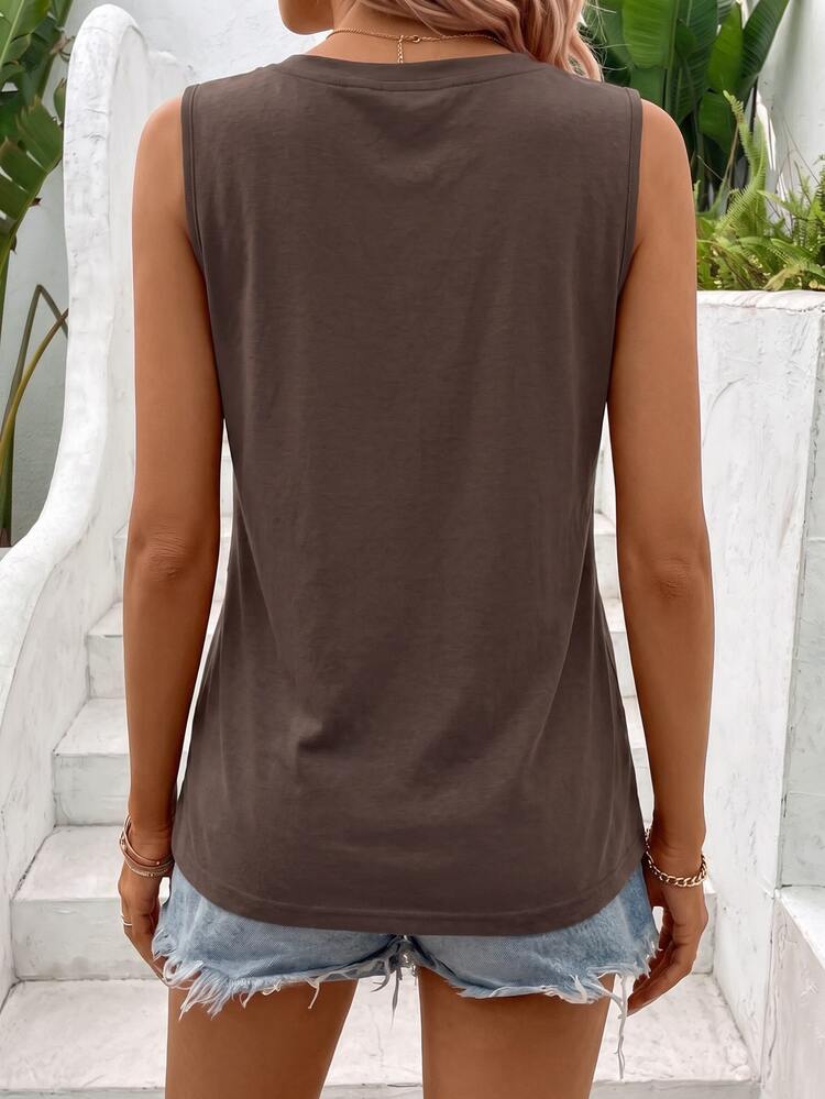 SHEIN LUNE Women's Casual Summer Commute Daily Basic Fashion Outing Sleeveless Tank Top 2 Pieces Set Casual Blouses For Women Cute Tops Women Going Out Tops - Multicolor - View 2