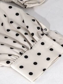 SHEIN فستان حمل بنقاط بولكا مع ربطة خصر، فضفاض ومريح - بيج - مشاهدة 4