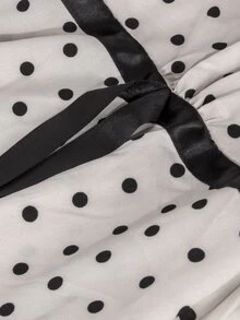 SHEIN فستان حمل بنقاط بولكا مع ربطة خصر، فضفاض ومريح - بيج - مشاهدة 5