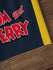 TOM & JERRY X SHEIN Young Boy Letter Print Short Sleeve T-Shirt And Shorts Casual Set - White - View 6