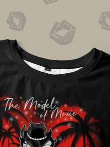 Betty Boop x SHEIN Men Cartoon Figure & Letter Graphic Tee - White - View 3