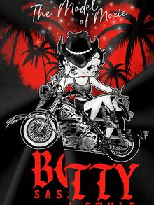 Betty Boop x SHEIN Men Cartoon Figure & Letter Graphic Tee - White - View 6