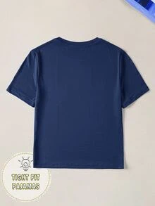 SUPERMAN X SHEIN Men's Diamond Pattern Casual Daily Short Sleeve T-Shirt - Navy Blue - View 2
