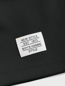 NORVETH Men Letter Patched Drawstring Waist Shorts, Couple Things - Black - View 6