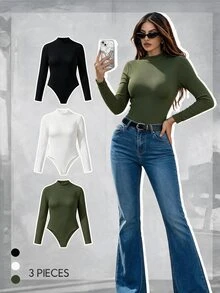 SHEIN Unity 3入組素色小高領連身背心 - 彩色 - 查看 3