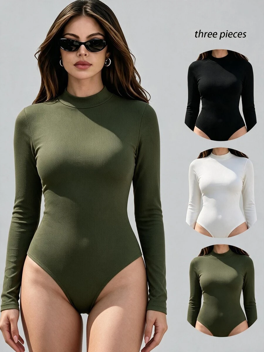 SHEIN Unity 3入組素色小高領連身背心 - 彩色 - 查看 1