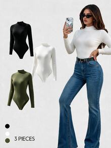 SHEIN Unity 3入組素色小高領連身背心 - 彩色 - 查看 2