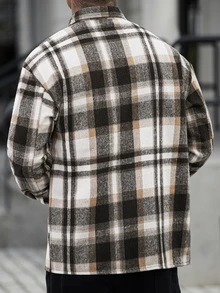 Manfinity Homme 男士厚刷毛格紋長袖襯衫外套 - 彩色 - 查看 2