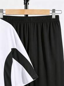 Teen Boy Casual Minimalist Short Sleeve Crew Neck T-Shirt And Pants Set Suitable For Summer - Multicolor - View 8
