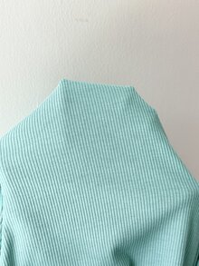 Siren Gaze تي شيرت محبوك بأزرار نصفية مضلع أخضر نعناعي خريف كاجوال أساسي - أخضر - مشاهدة 6