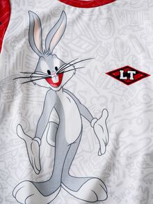 LOONEY TUNES X SHEIN Young Boy Casual Colorblock Rabbit Print Round Neck Short Sleeve T-Shirt, Summer - White - View 5