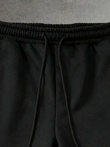 HUEFORM 男士黑色抽繩彈性腰休閒運動長褲，附斜口袋 - 黑色 - 查看 5
