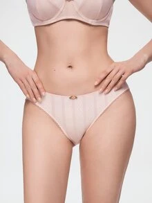 Bonmuse 1 Set Women's Solid Color Floral Underwire Comfortable Bra Set - Apricot - View 8