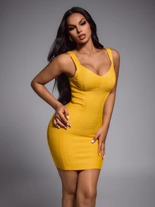 Nuvra Women Short Dresses - Yellow - View 1