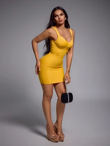 Nuvra Women Short Dresses - Yellow - View 4