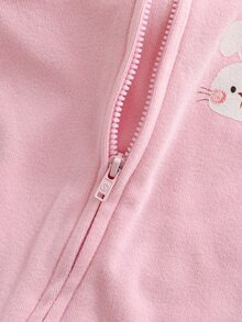 Newborn Baby Girl Cute Casual Knit Cartoon Pattern Long Sleeve Romper Home Wear 2pcs Set - Baby Pink - View 7