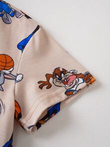 LOONEY TUNES X SHEIN Young Boys Crew Neck Short Sleeve Cute Cartoon Print Summer T-Shirt Set - Multicolor - View 5