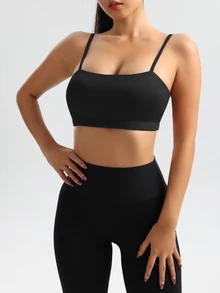 Velisys Velisys Ladies' Solid Sports Bra - Black - View 2