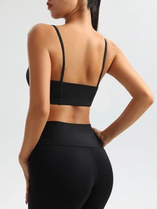 Velisys Velisys Ladies' Solid Sports Bra - Black - View 3