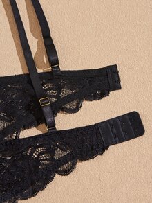 Lullawish 1pc Women's Full Lace Underwire Bra - Black - View 5