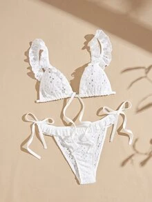 Lullawish Bohemian Knit Jacquard Casual Women's Lingerie Set - White - View 1
