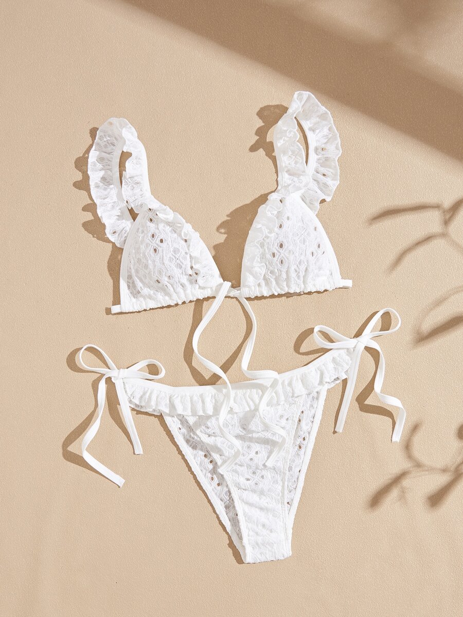 Lullawish Bohemian Knit Jacquard Casual Women's Lingerie Set - White - View 1