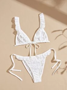 Lullawish Bohemian Knit Jacquard Casual Women's Lingerie Set - White - View 3