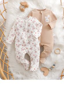 Newborn Baby Girl Cute Casual Knitted Cartoon Pattern Long Sleeve Romper Home Wear 2pcs Set Neutral - Apricot - View 8