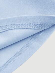 SHEIN MOD Ladies' Contrast Mesh Lace Sleeve Dress - Baby Blue - View 6