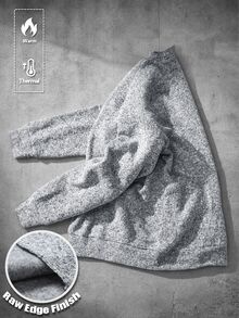 Manfinity EMRG 男士休閒原邊領套頭衛衣，秋冬款 - 灰色 - 查看 3
