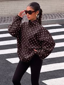 Muchica Jaket Wanita Tenun Motif Polkadot Cokelat - MultiWarna - View 3