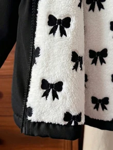 SHEIN 女童休閒連帽加厚雙面穿夾克，彈性腰部、羅紋袖口，適合上學、購物、散步、旅行、外出，可搭配長袖上衣、毛衣、運動褲、長褲 - 黑色 - 查看 5