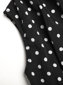 SHEIN 大女孩波點蕾絲拼接百褶休閒派對洋裝 - 黑色 - 查看 6