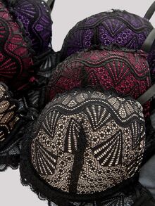Hourtrue 3pcs Women's Lace Padded Push-Up Bra, Sexy & Supportive - Multicolor - View 10