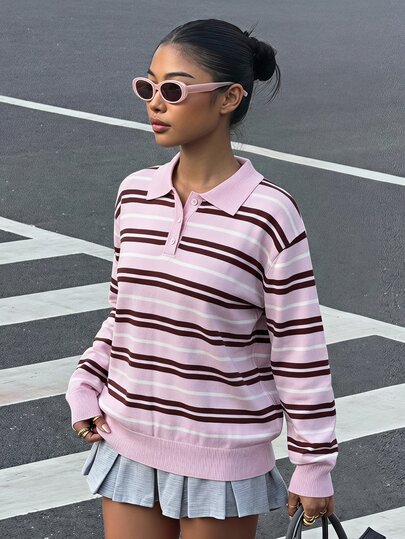 SHEIN Tween meisje herfst/winter mode casual gestreepte polotrui