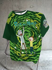 Rick and Morty X SHEIN 男士卡通與字母圖案短袖T恤 - 白色 - 查看 1