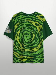 Rick and Morty X SHEIN 男士卡通與字母圖案短袖T恤 - 白色 - 查看 4