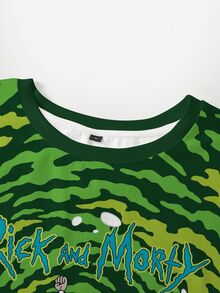 Rick and Morty X SHEIN 男士卡通與字母圖案短袖T恤 - 白色 - 查看 5
