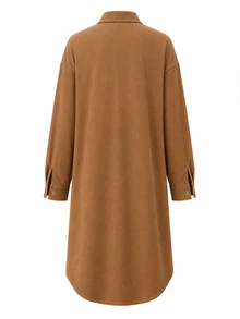 SHEIN Collared Asymmetrical Hem Embroidered Dress - Coffee Brown - View 5