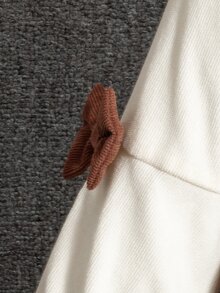 SHEIN Elladie kids 少女休閒方領蝴蝶結長袖收腰洋裝，適合日常穿著、休閒場合，可搭配風衣、夾克與鋪棉外套，秋冬適用 - 棕色 - 查看 5