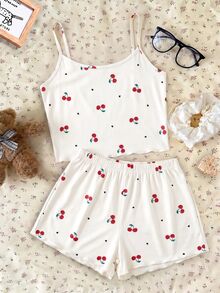 SHEIN Set Piyama 3 Potong Motif Polkadot & Kartun untuk Anak Perempuan Remaja - MultiWarna - View 7