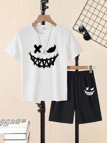 SHEIN Tween Boys Set Kolor Kantong Kartun Casual - MultiWarna - View 5