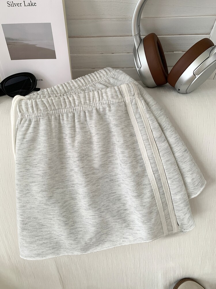 Comfortcana Plus Size Solid Color Elastic Waist Loose Casual Shorts, Suitable For Summer And Gym Green Formal Gym - Light Grey - View 5