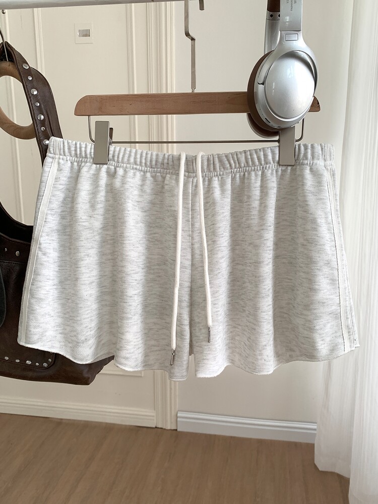 Comfortcana Plus Size Solid Color Elastic Waist Loose Casual Shorts, Suitable For Summer And Gym Green Formal Gym - Light Grey - View 7