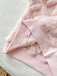 SHEIN 3件組女嬰連帽褲裝套裝 可愛甜美嬰兒粉 3D兔耳兔子造型 長袖連帽加厚戶外冬季保暖公主風慢跑毛絨絨絨毛 - 粉色 - 查看 6