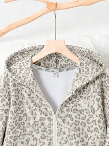 Jaket Sweatshirt Lengan Panjang Warna Polos Musim Gugur/Dingin untuk Remaja Perempuan, Bahan Sweatshirt Fleece yang Nyaman, Desain Lengan yang Bergaya - Grey - View 4