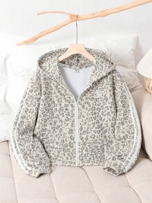 Jaket Sweatshirt Lengan Panjang Warna Polos Musim Gugur/Dingin untuk Remaja Perempuan, Bahan Sweatshirt Fleece yang Nyaman, Desain Lengan yang Bergaya - Grey - View 7